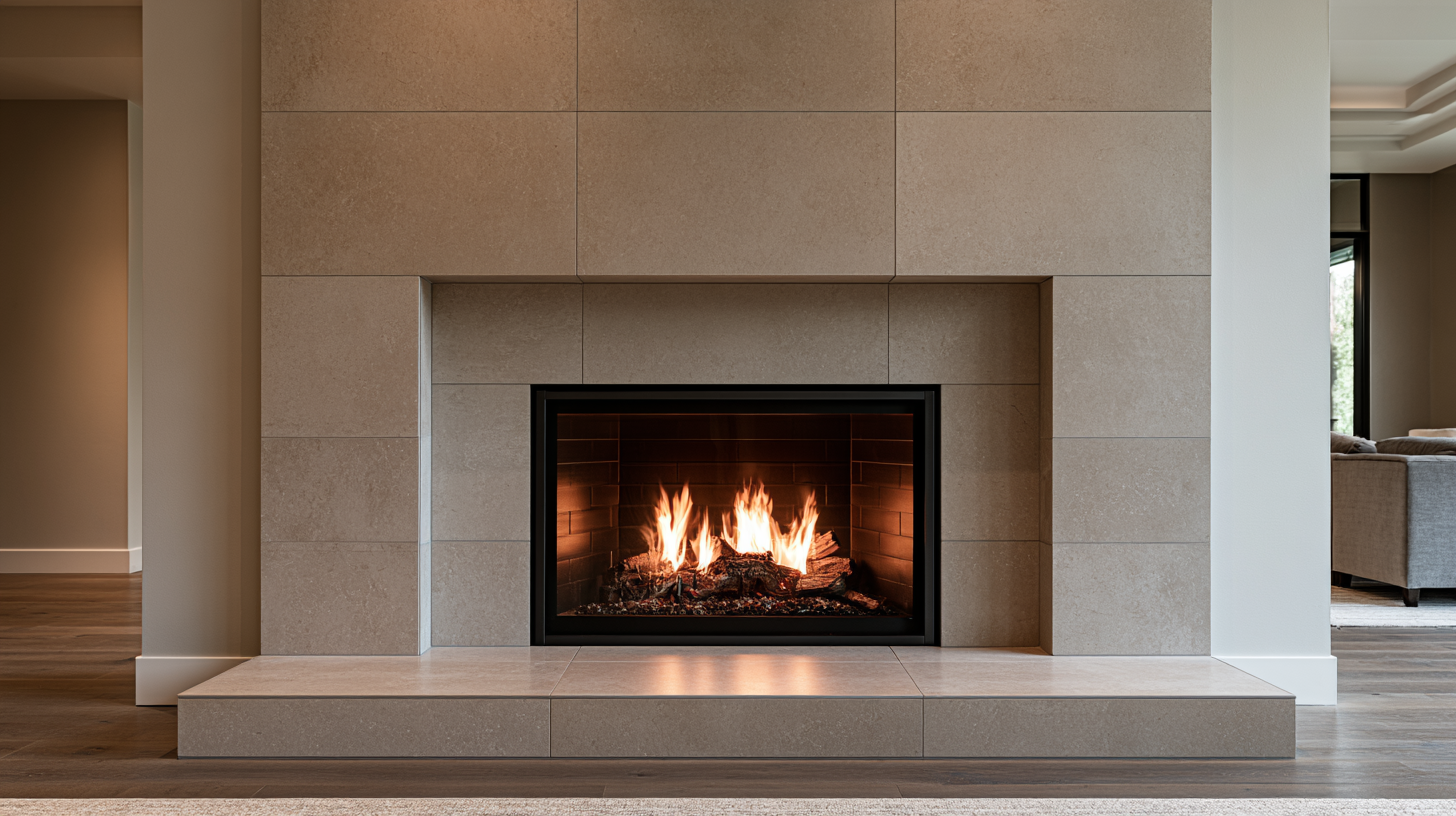 Expertly installed fireplace tile surround with precise cuts, balanced layout, and clean finished edges