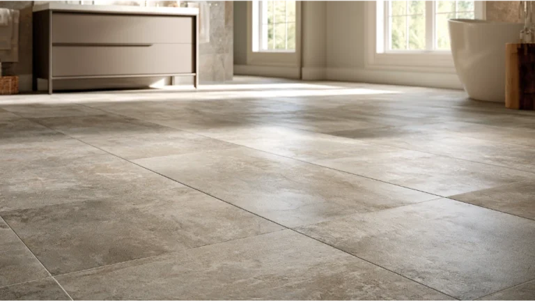 Modern bathroom with slip-resistant porcelain floor tile in a stylish contemporary design