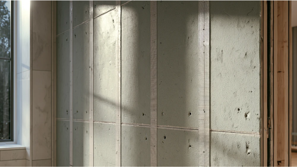 Cement board panels installed as a stable substrate for bathroom wall tile